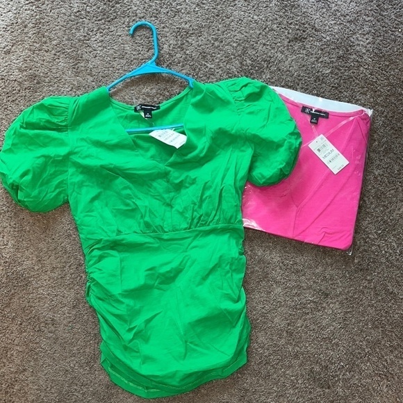 INC Concepts tops size Medium NWT Kelly‎ green pink - Picture 5 of 5